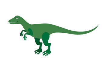 Funny green raptor icon vector. Velociraptor cartoon character. Green dinosaur icon vector isolated on a white background