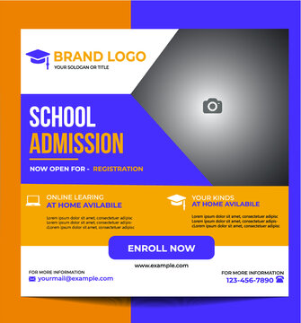 School admission social media post design for Instagram and other social media posts.