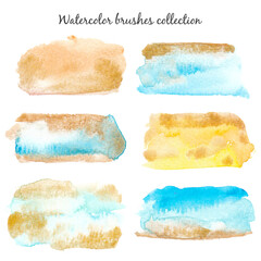 Watercolor gold and colorful paint stains