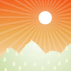 着物柄_mountain_sun