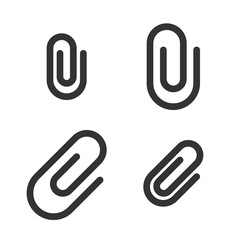 Pixel-perfect linear icon of a paper clip in two variants built on two base grids of 32x32 and 24x24 pixels. The initial base line weight is 2 pixels. In one-color version. Editable strokes