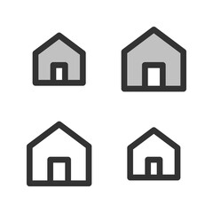 Pixel-perfect linear  icon of home  built on two base grids of 32 x 32 and 24 x 24 pixels. The initial base line weight is 2 pixels. In two-color and one-color versions. Editable strokes