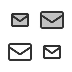 Pixel-perfect linear  icon of closed envelope  built on two base grids of 32x32 and 24 x24 pixels for. The initial base line weight is 2 pixels. In two-color and one-color versions. Editable strokes