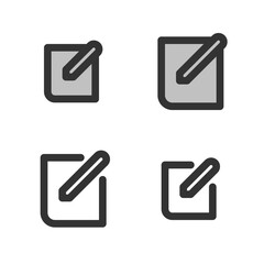 Pixel-perfect linear  icon of document and pencil  built on two base grids of 32x32 and 24x24 pixels. The initial base line weight is 2 pixels. In two-color and one-color versions. Editable strokes