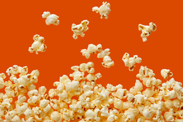 Popcorn On Orange Background