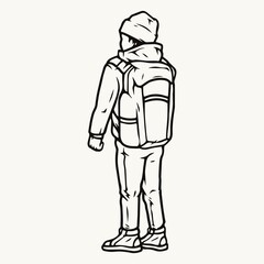 Travel boy with backpack