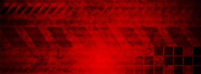 Dark red abstract geometric technology grunge banner. Vector background © saicle