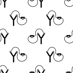 Slingshot Icon Seamless Pattern, Catapult Ging Hand Powered Y Shaped Projectile Weapon