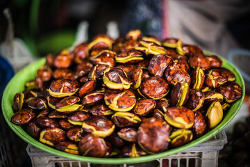 Luk Niang is sold in Chumphon market as a traditional food in southern Thailand.