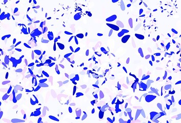 Light Pink, Blue vector elegant pattern with leaves.