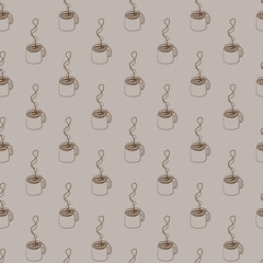 Seamless pattern with cup of tea or coffee