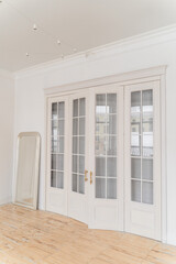 white door in the bright room