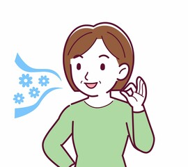 Middle-aged woman in green clothes