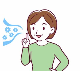 Middle-aged woman in green clothes