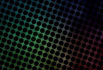 Dark Green vector background with bubbles.