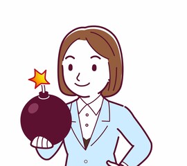 Young woman in a light blue suit