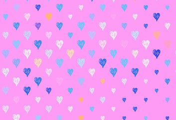 Obraz premium Light Blue, Red vector texture with lovely hearts.