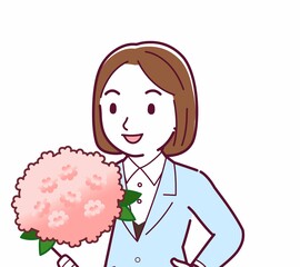 Young woman in a light blue suit