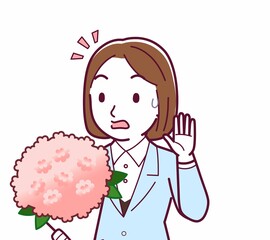 Young woman in a light blue suit