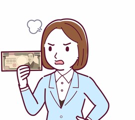 Young woman in a light blue suit