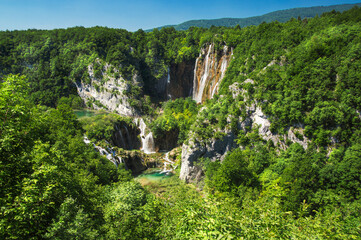 Overview of the beginning of the Plitvice Lakes National Park.