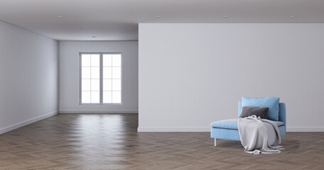 Fototapeta premium Illustration 3D rendering large luxury modern bright interiors Living room mockup computer digitally generated image