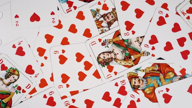 Play cards spinning only hearts