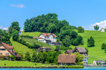 Waterview on Swiss village near Lucerne, Switzerland.