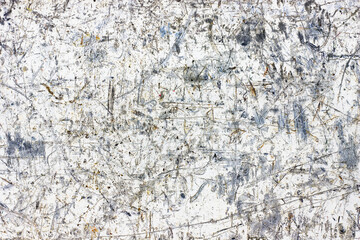 Scratched metal texture. Peeling paint background. White rusty brushed iron sheet. Cracked steel pattern. Industrial backdrop for graphic design. Gray overlay background.
