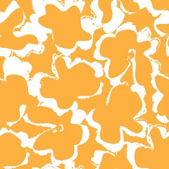 Orange Botanical Floral Seamless Pattern Background