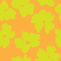 Orange Botanical Floral Seamless Pattern Background