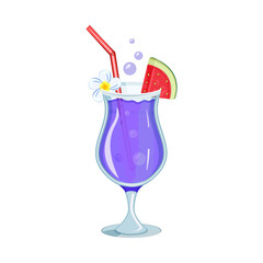 Vector illustration of a purple cocktail in a glass isolated on a white background.