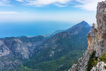 Fototapeta na wymiar The scenic view of Antalya and Mediterranean Sea from the hill of 