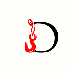 Obraz premium logo letter d with icon crane vector design