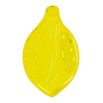 Whole yellow limon icon. Creative illustration. Colorful sketch. Idea for decors, logo, patterns, papers, covers, gifts, summer and spring holidays, organic food themes. Isolated vector art.