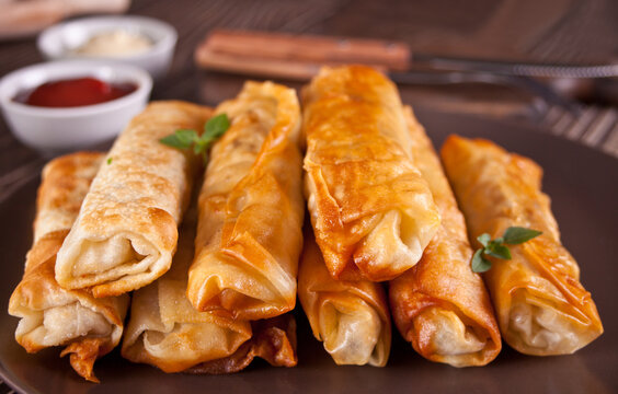 Sigara burek turkish crispy fried pastry rolls filo phyllo dough