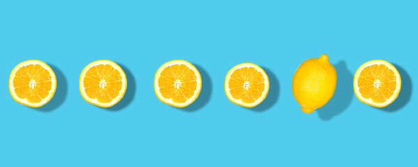 flat lay .Fresh yellow lemons overhead view