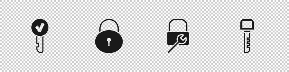 Set Key, Lock, repair and icon. Vector