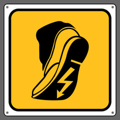 Warning sign to use anti-static shoes.,Caution sign