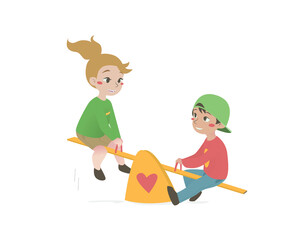 a girl and a boy swing on a swamp 