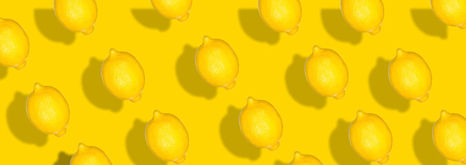 Fresh yellow lemons overhead view - flat lay