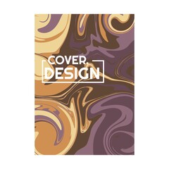 brown cream retro color psychedelic fluid art portrait cover design vector illustration