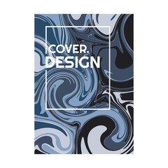 black blue aqua color psychedelic fluid art portrait cover design vector illustration