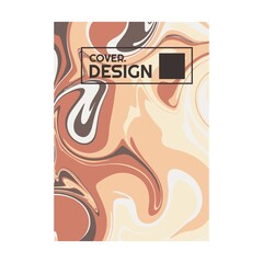 brown cream retro color psychedelic fluid art portrait cover design vector illustration