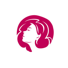 Logo face woman. Beauty salon, spa, cosmetics symbol vector illustration