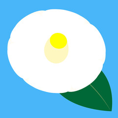 着物やファブリックのデザインに適した単純化されたシンプルな白い椿のイラスト
White Camellia illustration