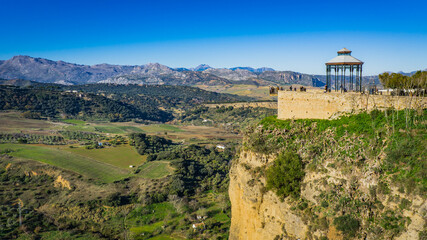 Fototapeta na wymiar View on the Mirador de Ronda and the surrounding Andalusian countryside in Ronda (Spain)