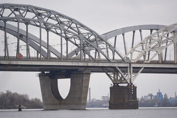 Fototapeta premium Railway bridge over the Dnieper river. Kiev, Ukraine.
