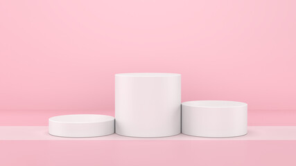 3D Scene Cylinder stand Light pink backdrop / 3D Render