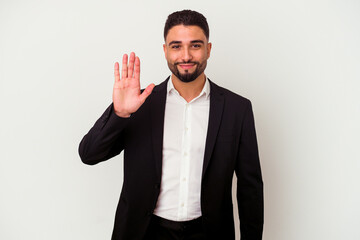 Young mixed race business man isolated on white background